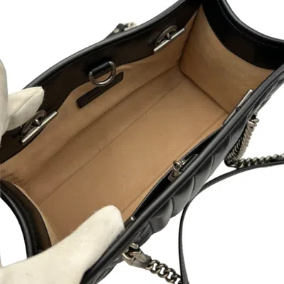 Pre-owned Gucci Gg Marmont Black Leather Tote Bag ()
