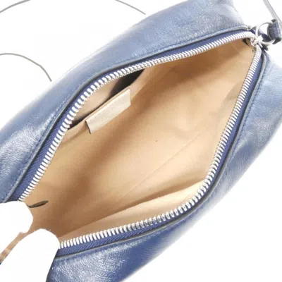 Pre-owned Gucci Gg Marmont Blue White Leather Shoulder Bag ()