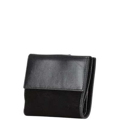 Pre-owned Gucci Gold Black Leather Suede Wallet (tri-fold) () In Multi