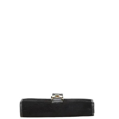 Pre-owned Gucci Gold Black Leather Suede Wallet (tri-fold) () In Multi