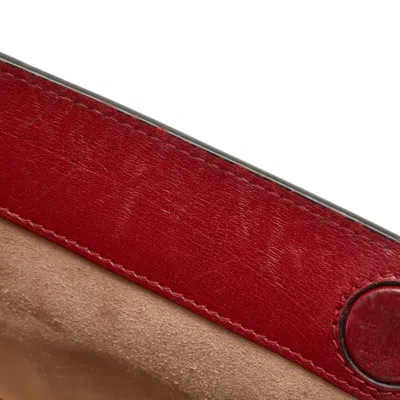 Pre-owned Gucci Navy Red Color Leather Suede Shoulder Bag ()