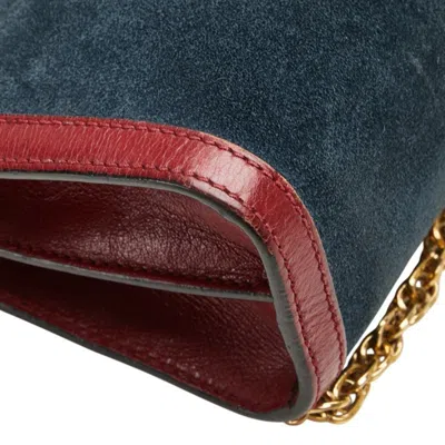Pre-owned Gucci Navy Red Color Leather Suede Shoulder Bag ()