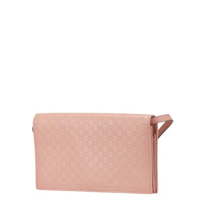 Pre-owned Gucci Pink Leather Chain/shoulder Wallet ()