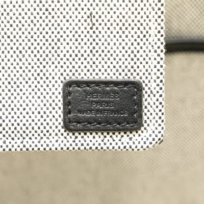 Pre-owned Hermes Black Gray Toile H Swift Leather Handbag Tote Bag ()