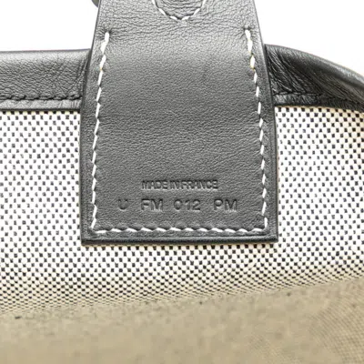 Pre-owned Hermes Black Gray Toile H Swift Leather Handbag Tote Bag ()