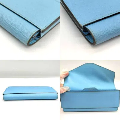 Pre-owned Hermes Celeste Light Blue Epsom Leather Coin Purse/coin Case ()