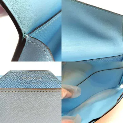 Pre-owned Hermes Celeste Light Blue Epsom Leather Coin Purse/coin Case ()