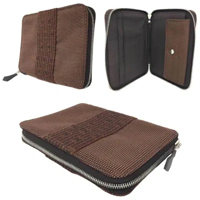 Pre-owned Hermes Her Line Brown Nylon Canvas Wallet (bi-fold) ()