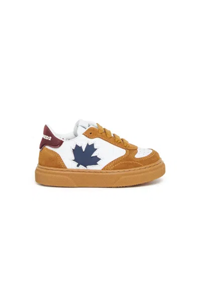 Dsquared2 Leaf-detail Lace-up Sneakers In Brown