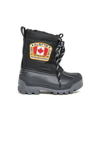 Dsquared2 Lace-up Logo-parch Padded Boots In Black
