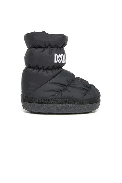 Dsquared2 Quilted Logo-lettering Boots In Black