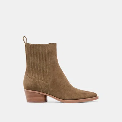Dolce Vita Faint H2o Booties Olive Suede In Brown