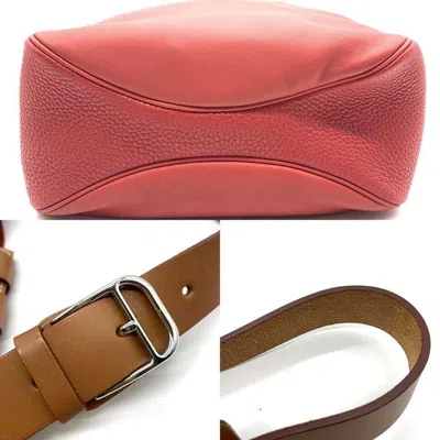 Pre-owned Hermes Red Color Taurillon Clemence Leather Swift Leather Shoulder Bag ()