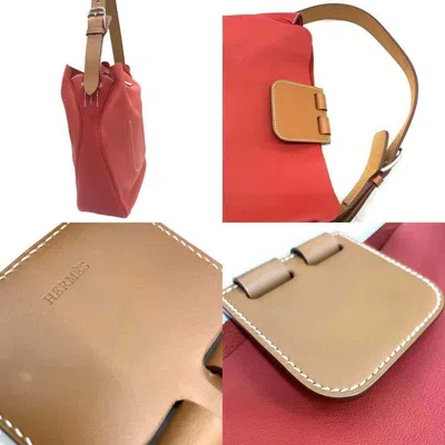 Pre-owned Hermes Red Color Taurillon Clemence Leather Swift Leather Shoulder Bag ()