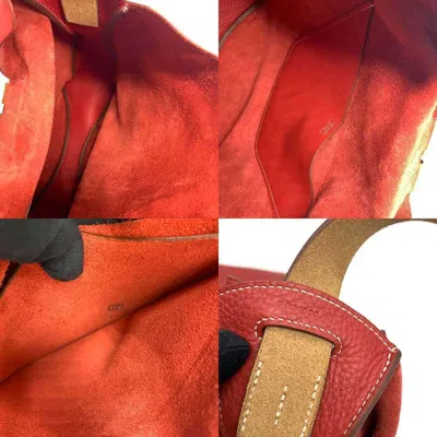 Pre-owned Hermes Red Color Taurillon Clemence Leather Swift Leather Shoulder Bag ()