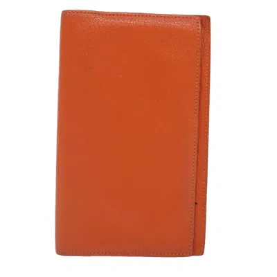 Pre-owned Hermes Hermès Vision Orange Leather Wallet  ()