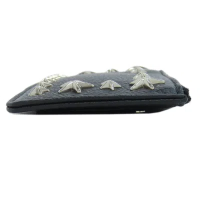Pre-owned Jimmy Choo Black Leather Coin Purse/coin Case ()