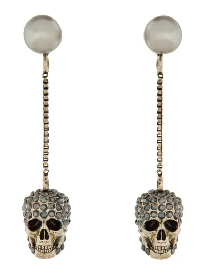Alexander Mcqueen Women Skull Earrings In Silver