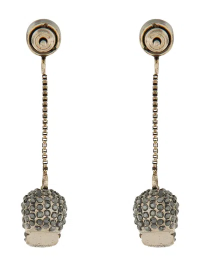 Alexander Mcqueen Women Skull Earrings In Silver
