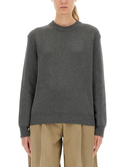 Golden Goose Deluxe Brand Charcoal Stretch Cotton Blend Dany Sweater In Gray