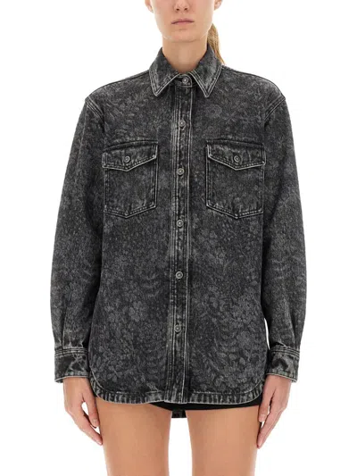 Golden Goose Journey Ollie Boyfriend Denim Button-up Shirt In Black