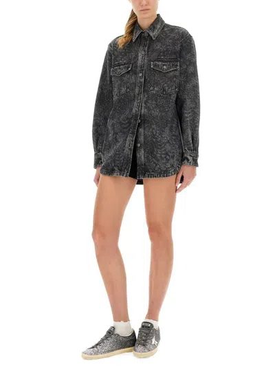 Golden Goose Journey Ollie Boyfriend Denim Button-up Shirt In Black