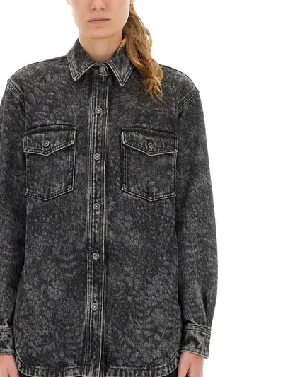 Golden Goose Journey Ollie Boyfriend Denim Button-up Shirt In Black