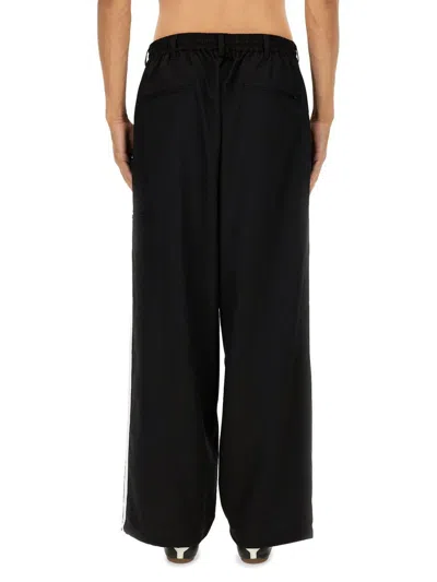 Y-3 Loose Black Jogger Pants With Adjustable Drawstring And Striped Details In Black