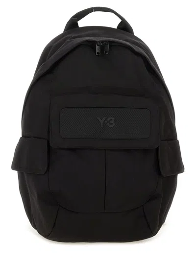 Y-3 Canvas Cotton Backpack With Pockets In Black