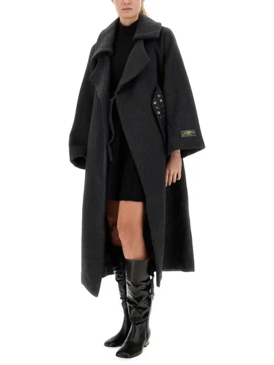 Ganni Women Wool Coat In Gray