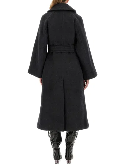 Ganni Women Wool Coat In Gray