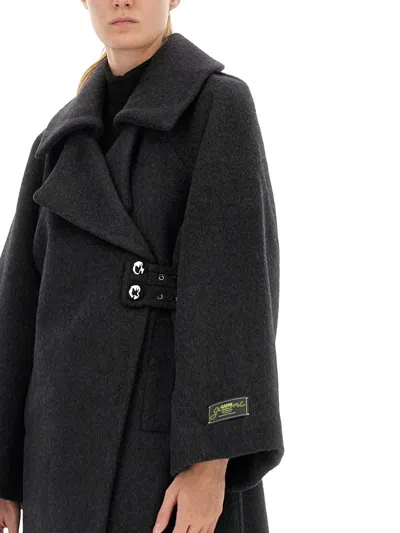 Ganni Women Wool Coat In Gray