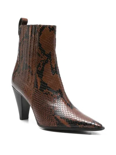 Roberto Festa 80mm Embossed-snake Leather Boots In Animal Print