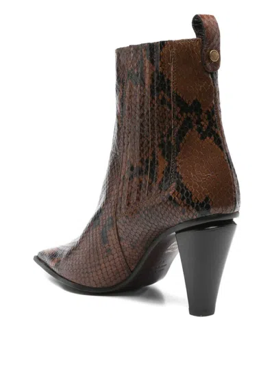 Roberto Festa 80mm Embossed-snake Leather Boots In Animal Print
