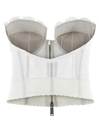 Dsquared2 Off-the-shoulder Bustier Top With Lace And Tulle Detailing In White