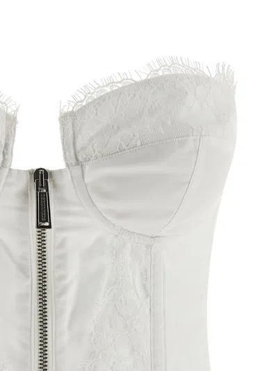 Dsquared2 Off-the-shoulder Bustier Top With Lace And Tulle Detailing In White
