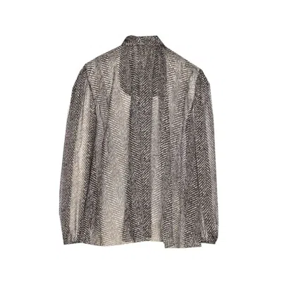 Dolce & Gabbana Dolce&gabbana Women Silk Chiffon Blouse With Chevron Print In Gray
