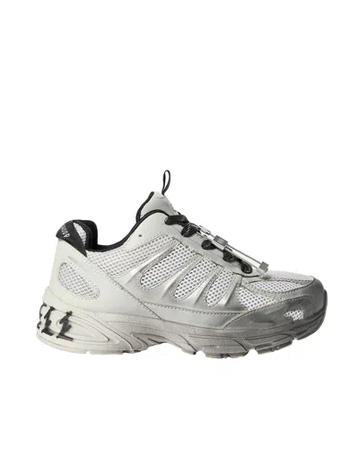 44 Label Group Dragger Sneakers In Grey Polyester In White