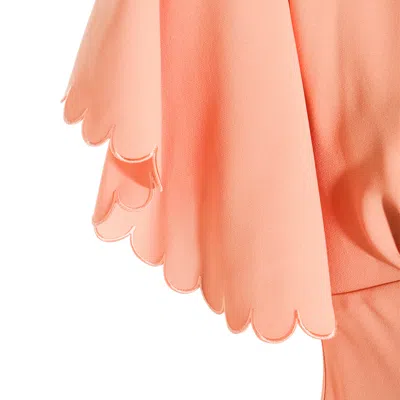 Elisabetta Franchi Waist Fitted Midi Length Scalloped V-neck In Pink
