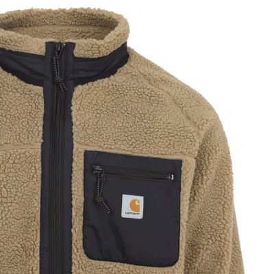 Carhartt Liner Jacket With High Collar And Pockets In Brown