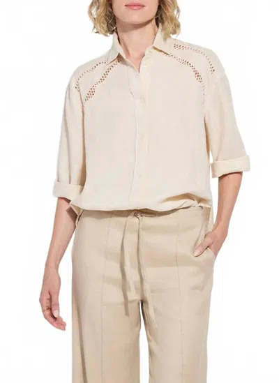 Lyssé Roxanna Embroidered Linen Button-up Shirt In Neutral