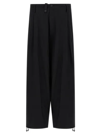 Yohji Yamamoto Mens Standard 2tucks String Wide-leg Wool Trousers Black Xs In Black