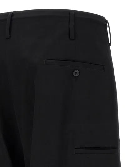 Yohji Yamamoto Mens Standard 2tucks String Wide-leg Wool Trousers Black Xs In Black