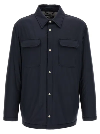 Kiton Overshirt Padded Long Sleeves In Blue