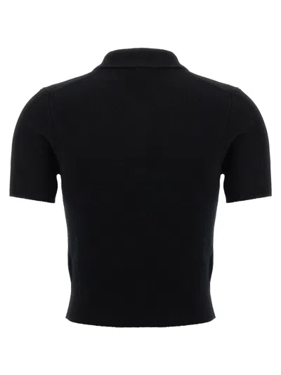 Alexander Wang T Cropped Wool Cardigan With Polo Collar In Black