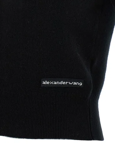 Alexander Wang T Cropped Wool Cardigan With Polo Collar In Black