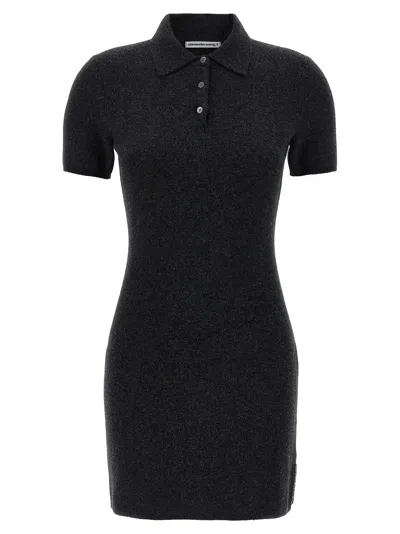 Alexander Wang T Alexanderwang. T Midweight Short Sleeve Polo Dress In Black
