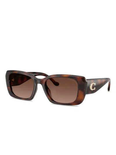 Coach Maxi Sculpted C Oversized Rectangle Sunglasses In Brown