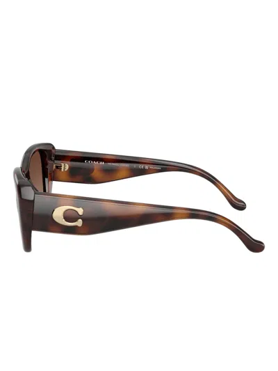 Coach Maxi Sculpted C Oversized Rectangle Sunglasses In Brown
