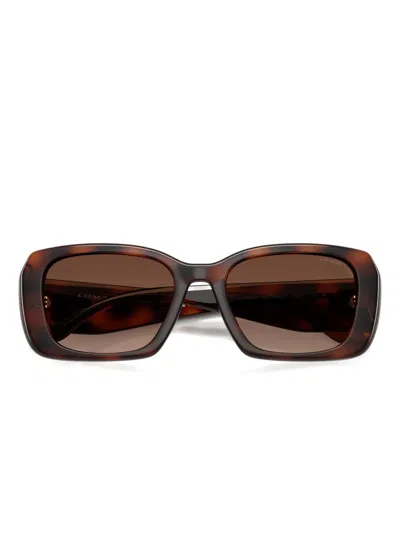 Coach Maxi Sculpted C Oversized Rectangle Sunglasses In Brown